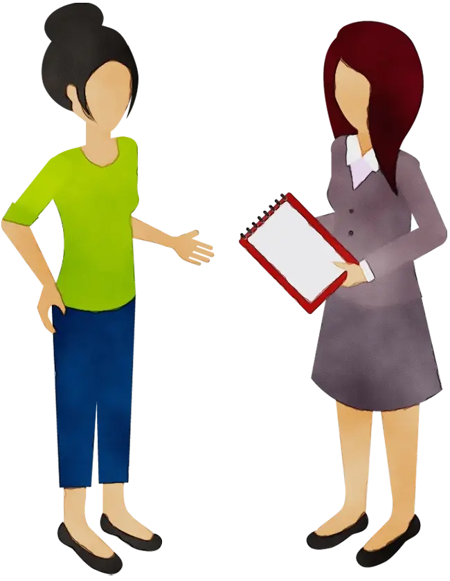 Two Women in Discussion Holding Notebook