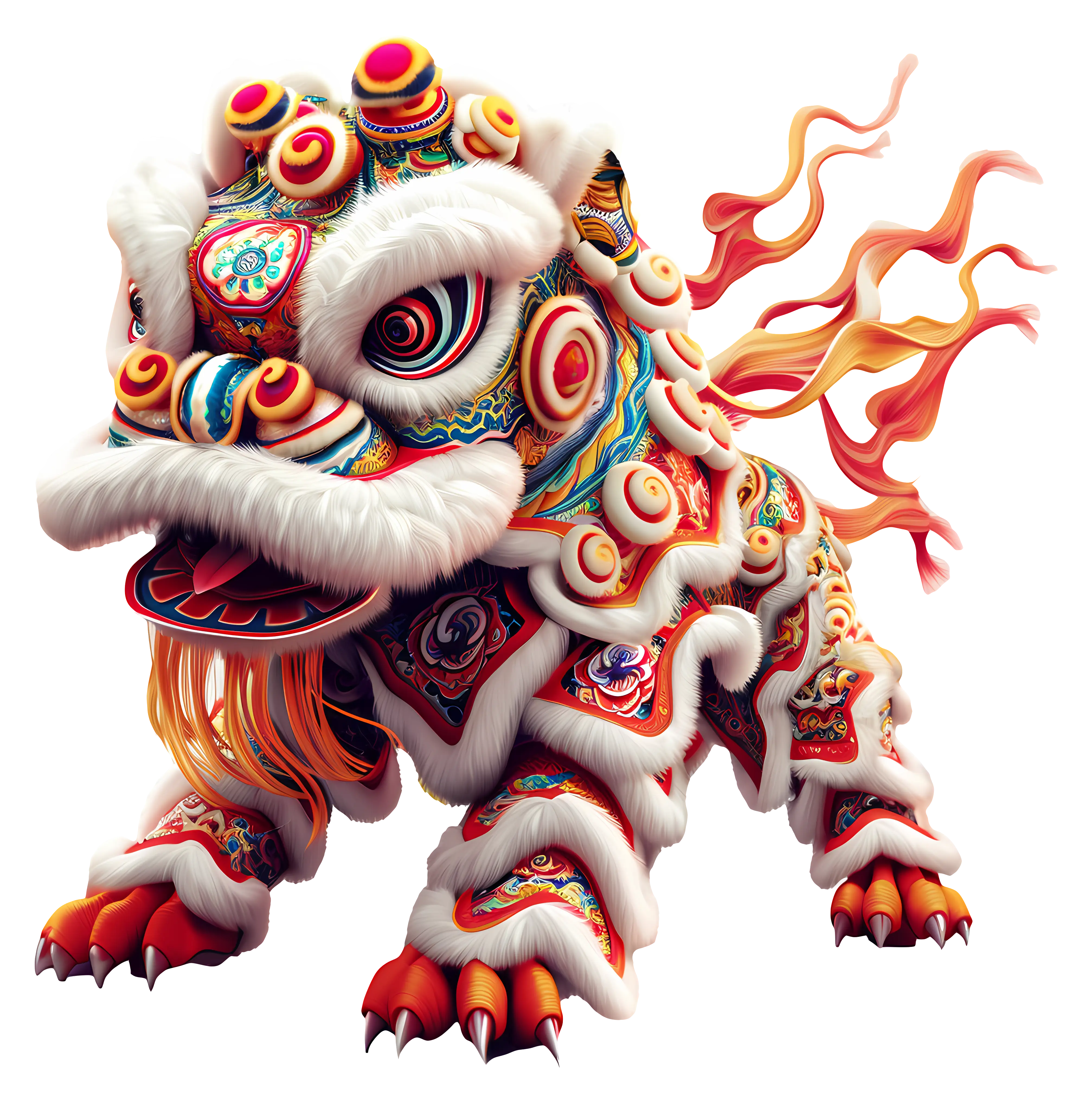 White Chinese Lion Dance Costume for Festive Celebrations