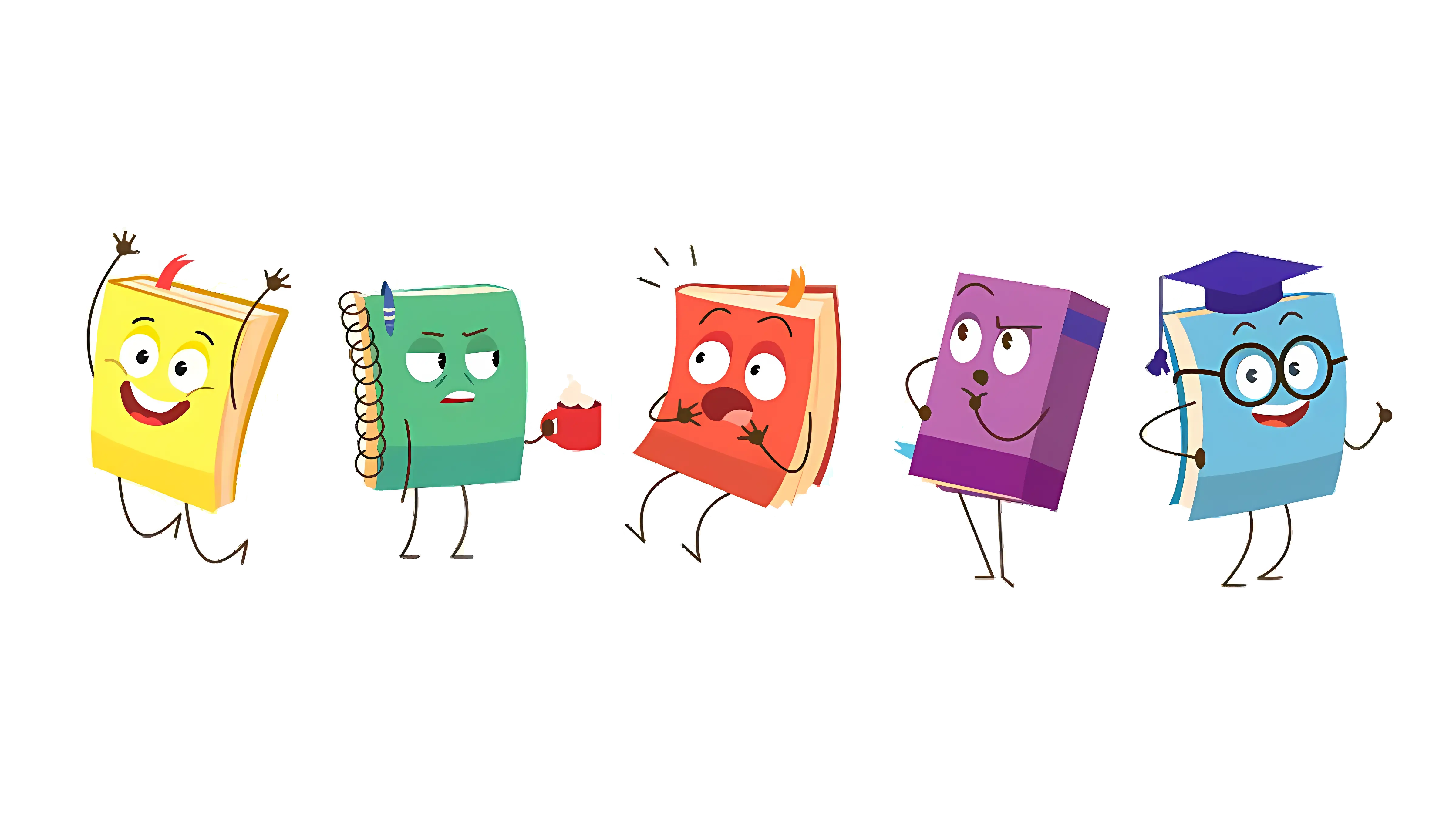 Colorful Books with Faces