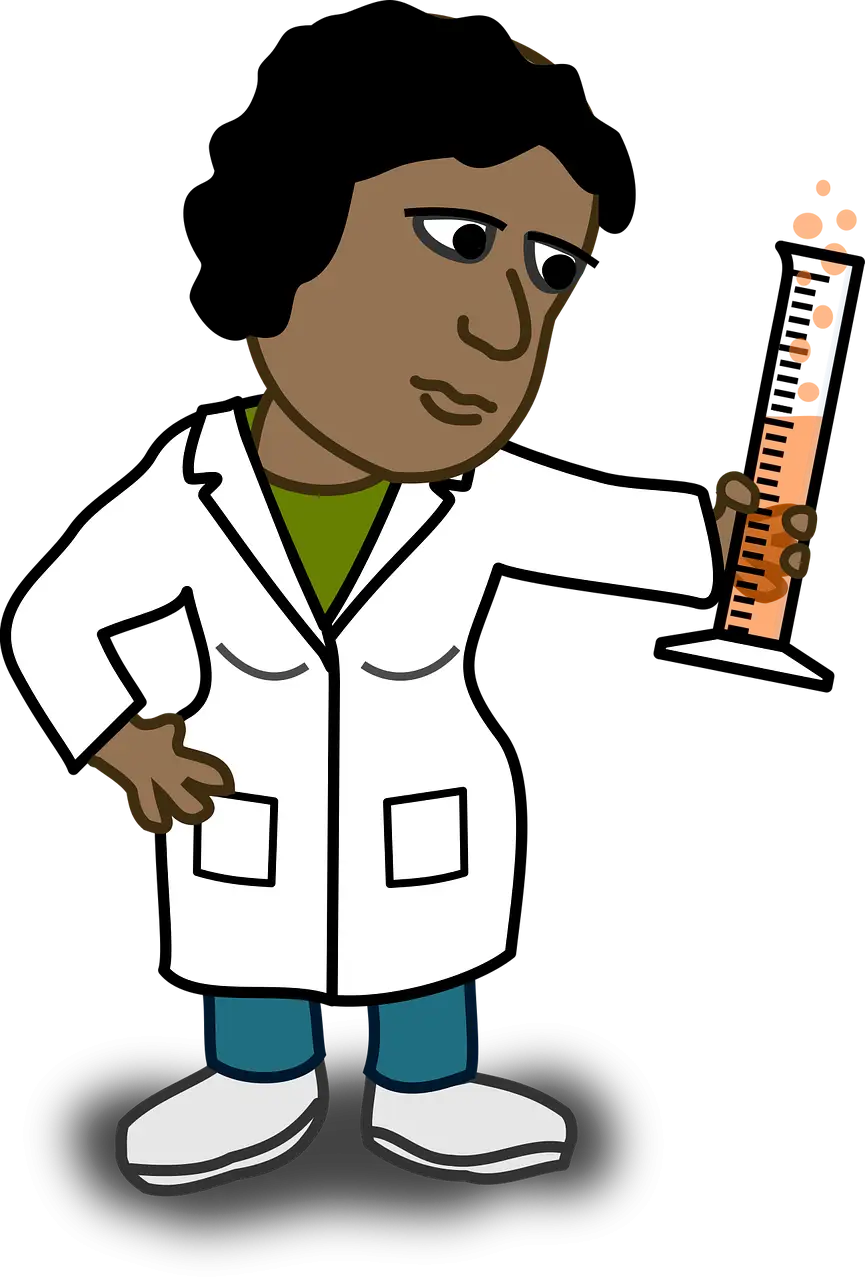Scientist Cartoon Holding a Beaker