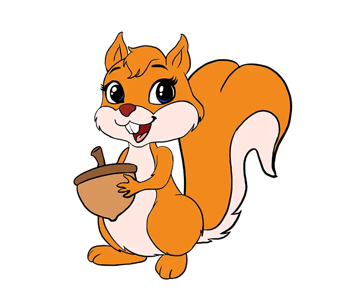 Happy Cartoon Squirrel with Acorn
