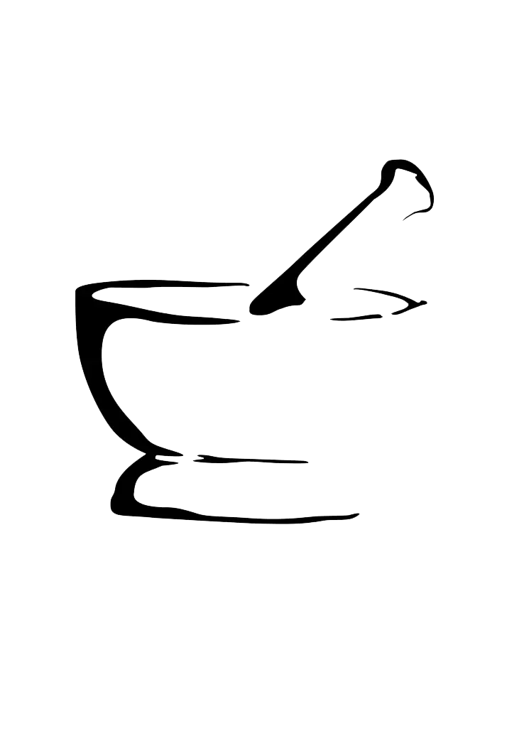 Black and White Mortar and Pestle