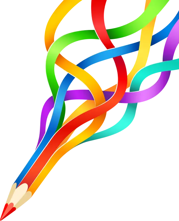 Colorful Pencil with Artistic Lines Illustration
