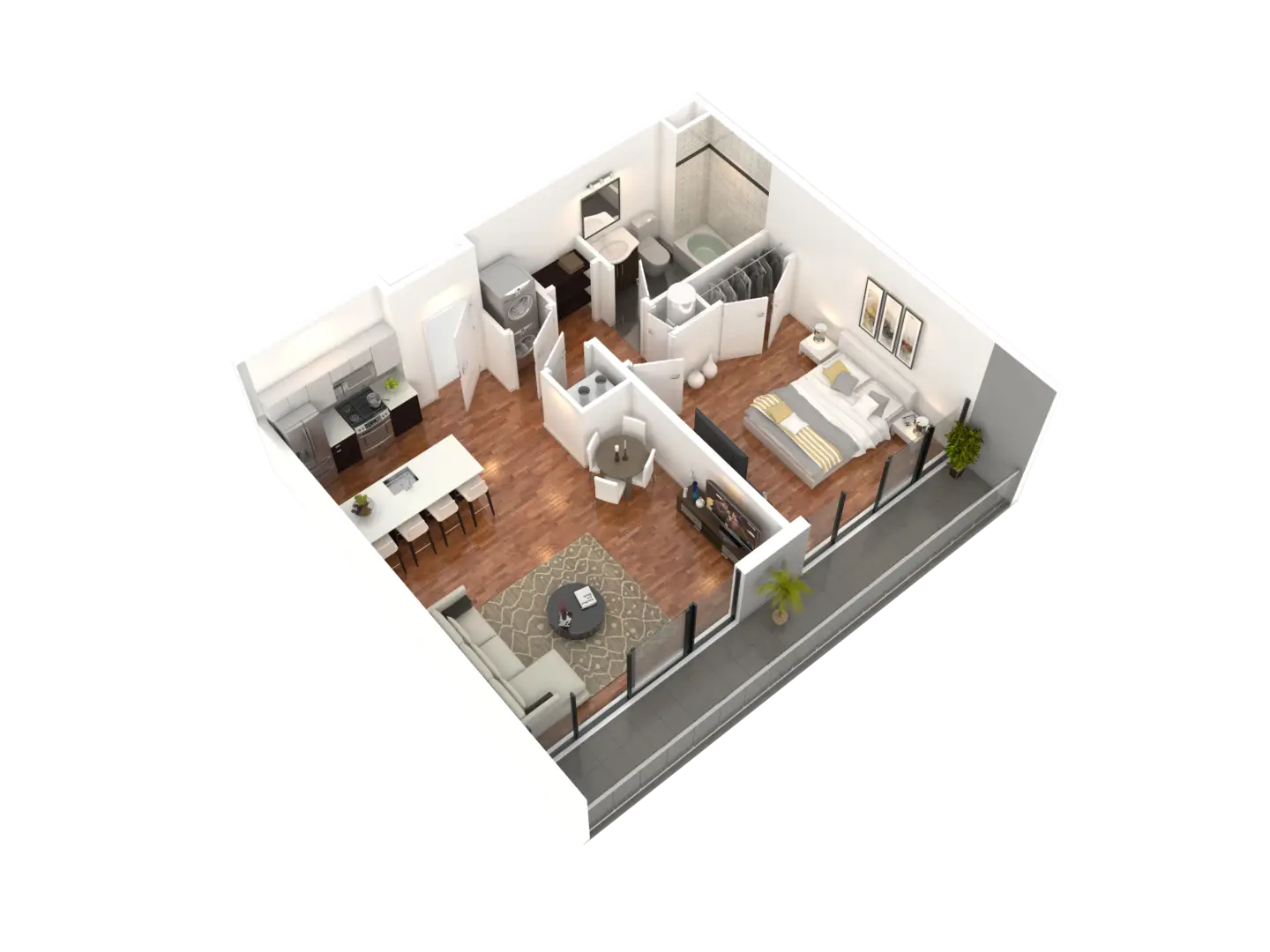 3D Apartment Layout with Modern Design