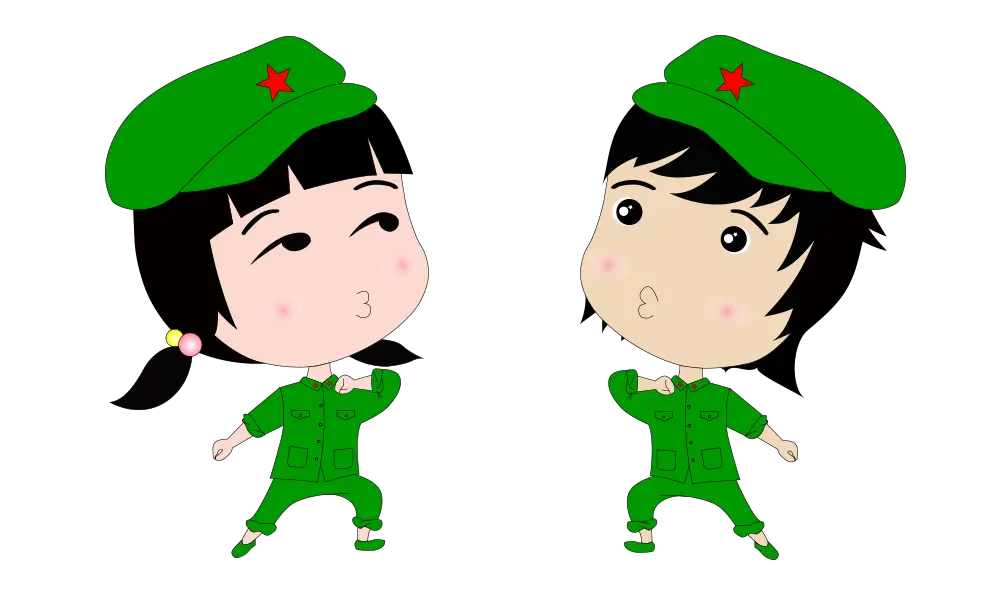 Cartoon Soldiers in Green Uniforms