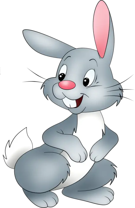 Cartoon Illustration of a Cute Gray Rabbit