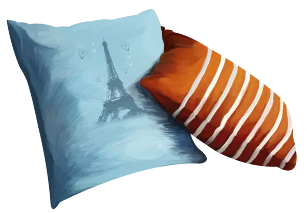 Decorative Pillows with Eiffel Tower and Stripes