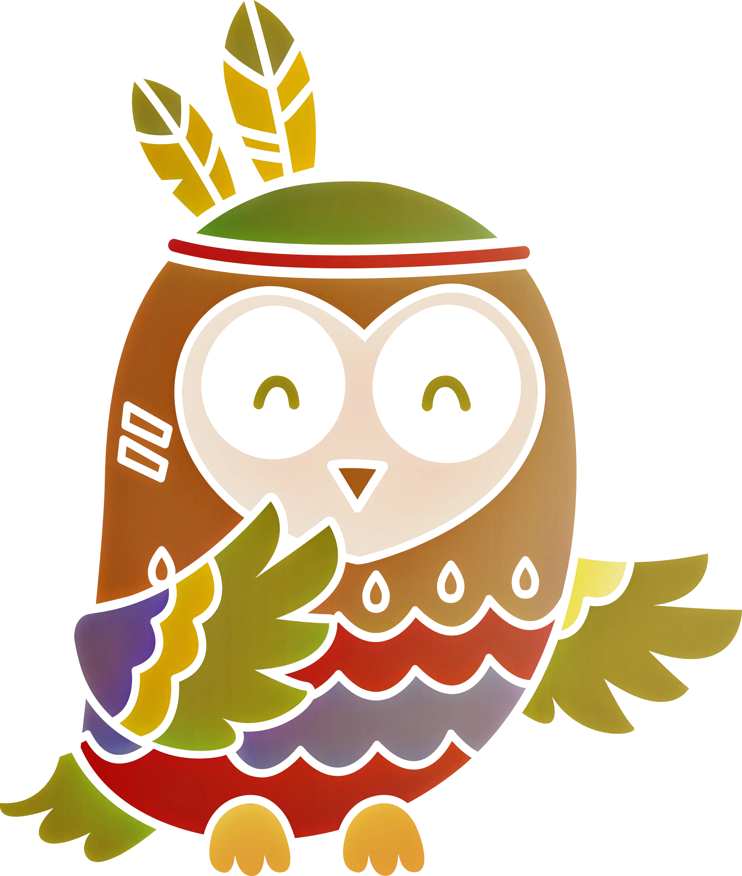 Colorful Owl with Feathers