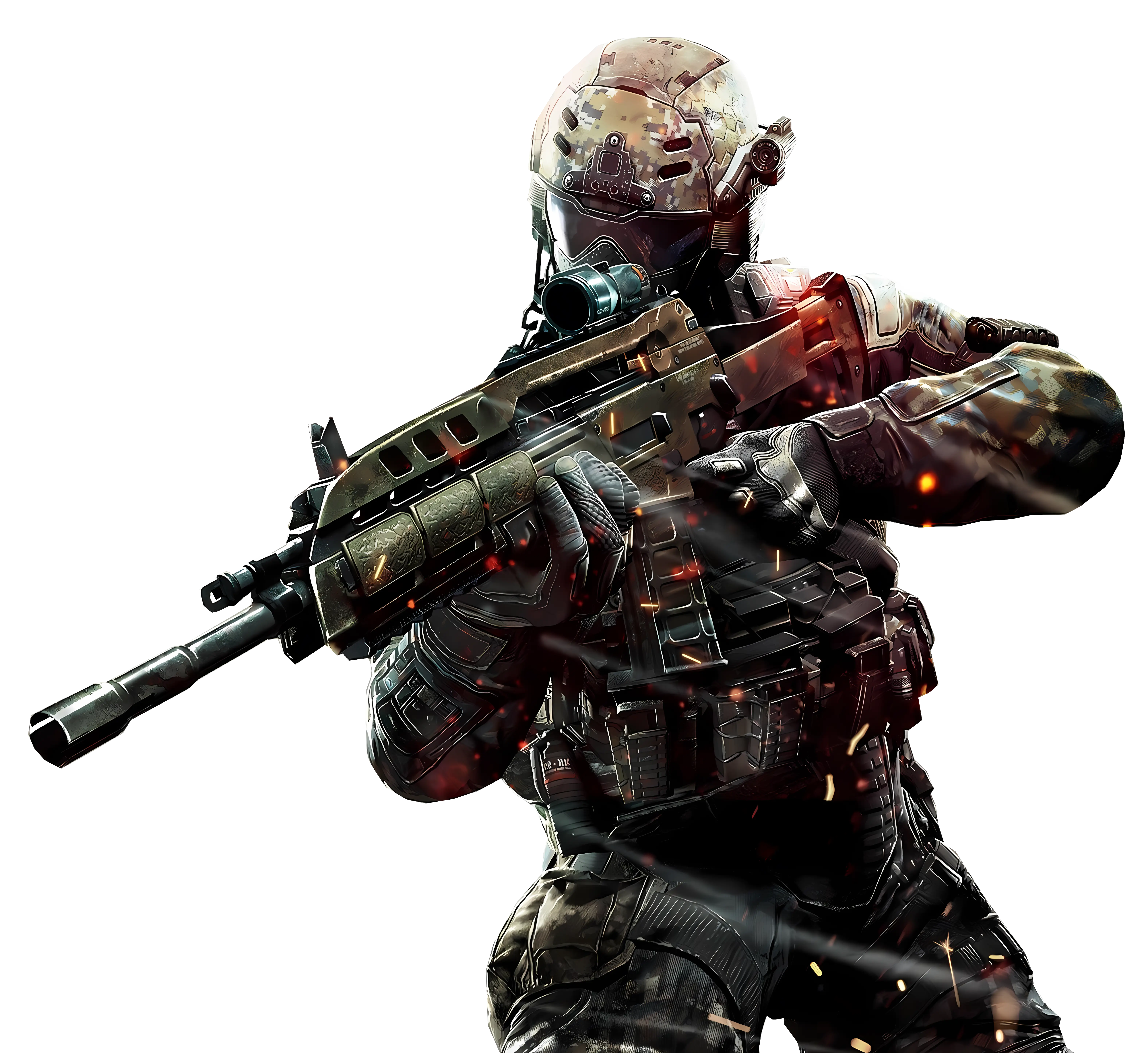 Futuristic Soldier Equipped with Weapon