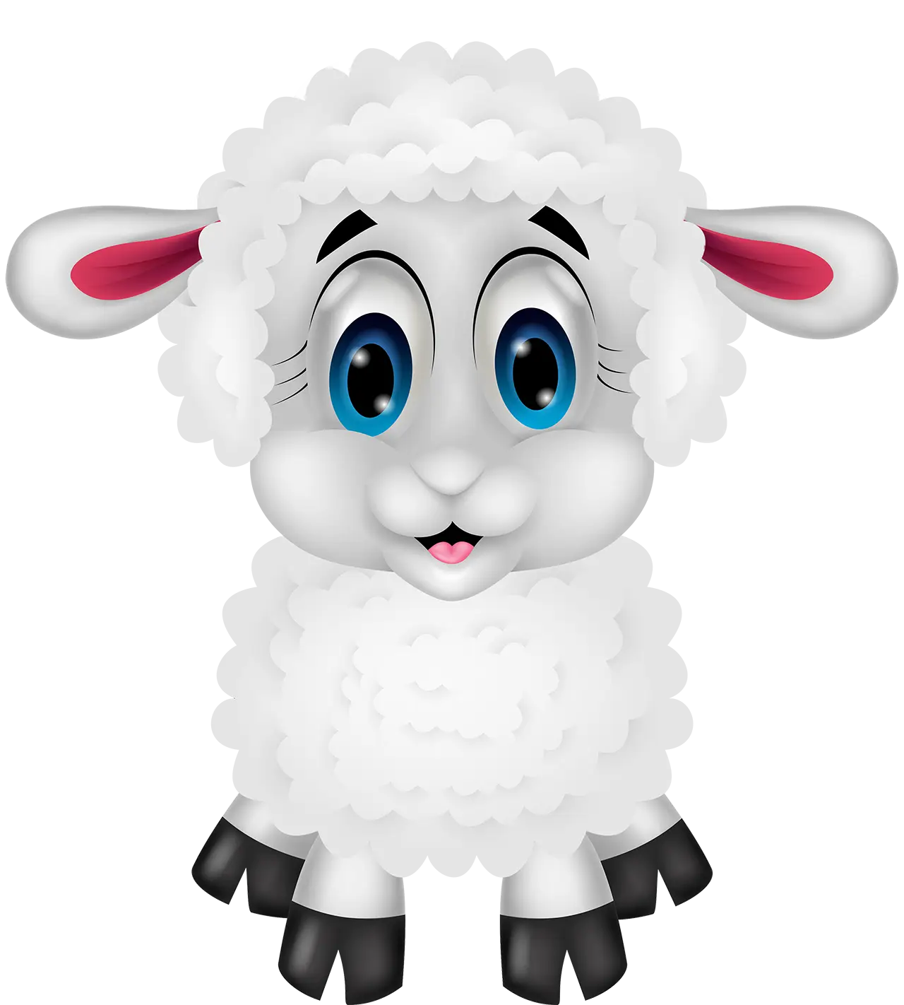 Cute Cartoon Sheep with Blue Eyes