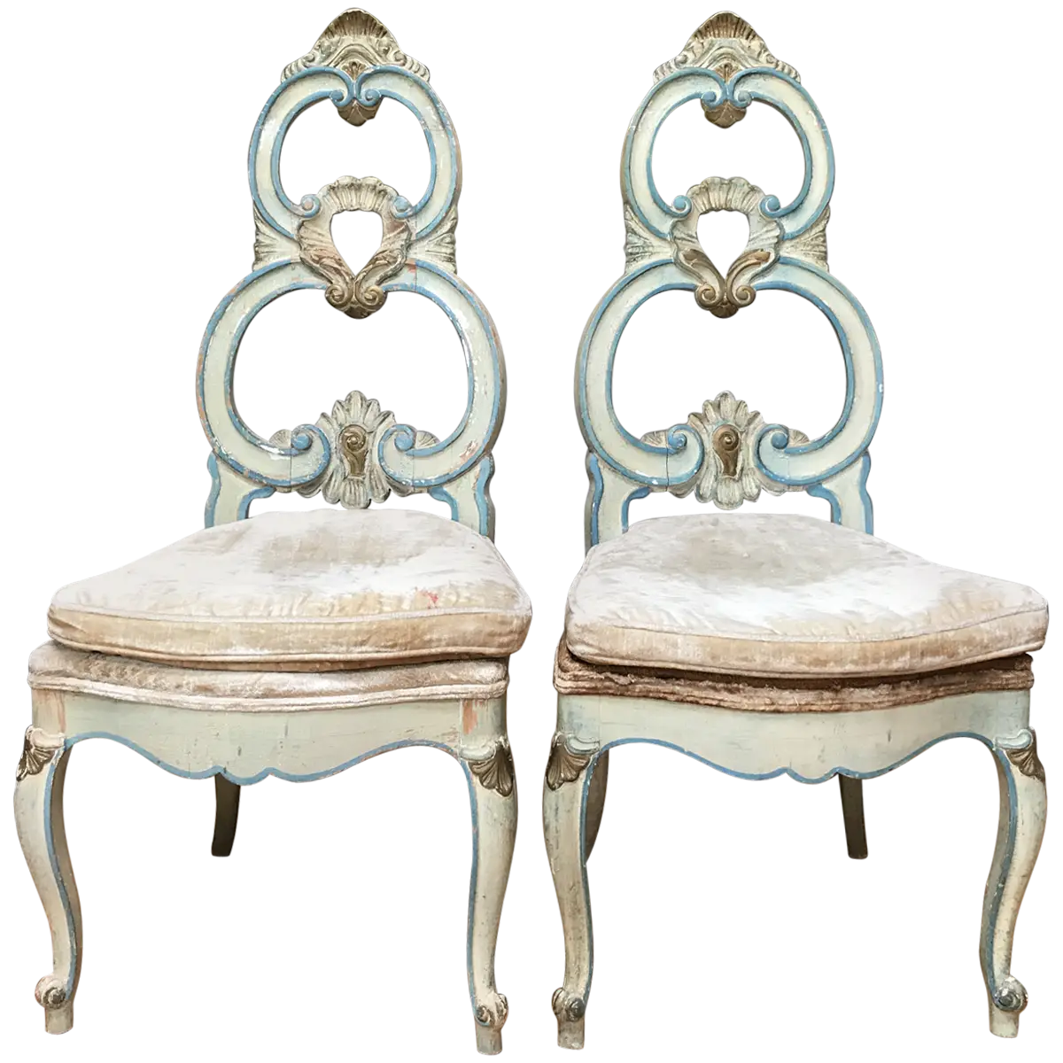 Ornate Vintage Chairs with Cushioned Seats