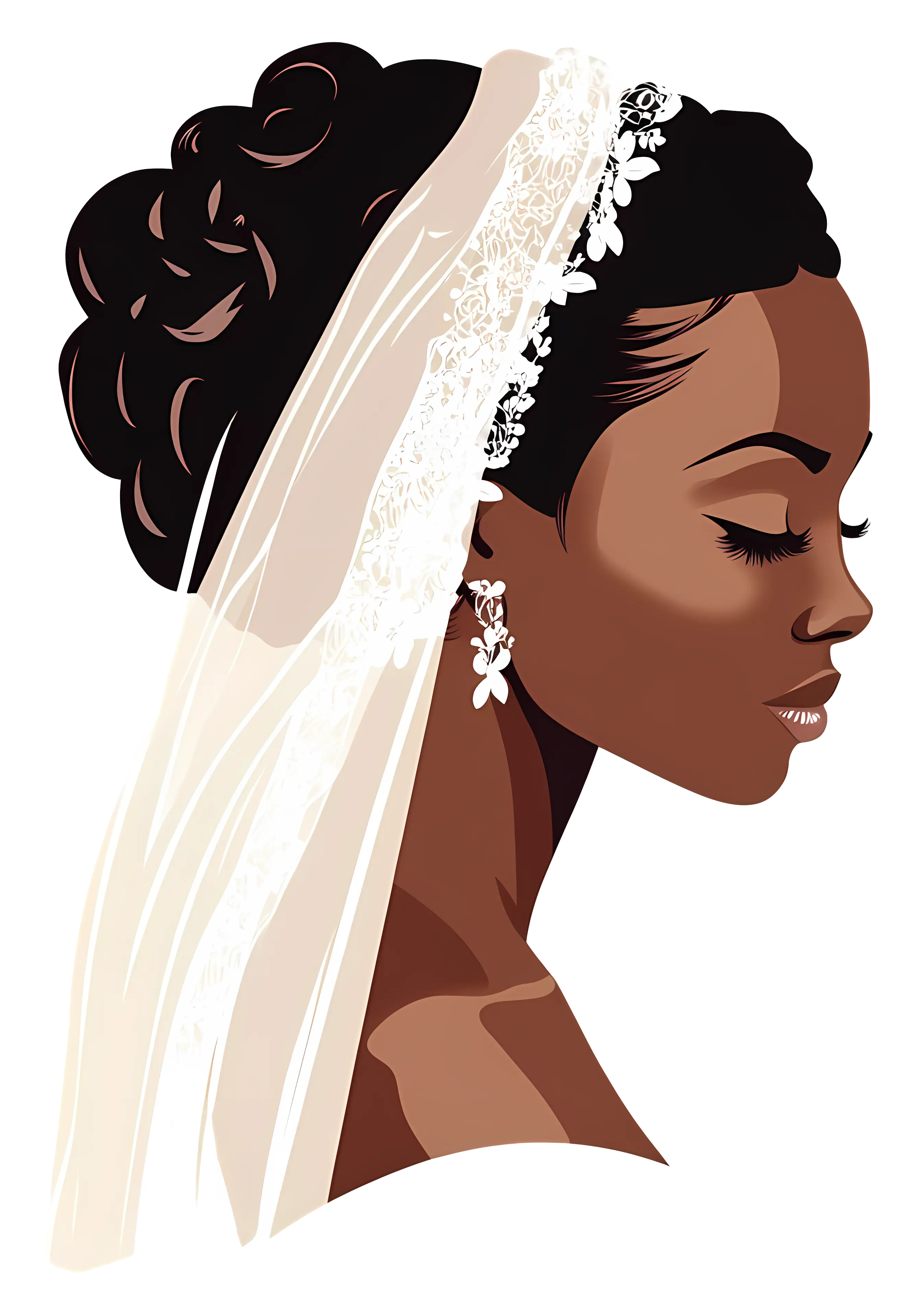 Elegant Bride with Veil Illustration