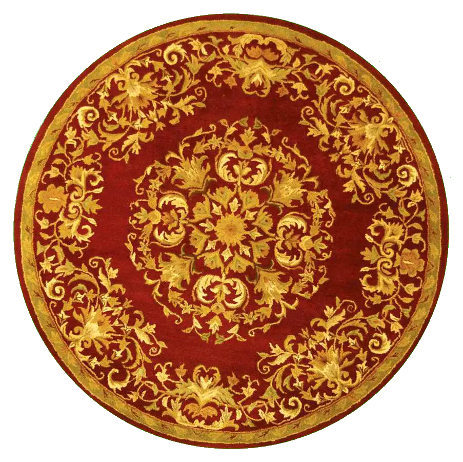 Elegant Red and Gold Round Rug