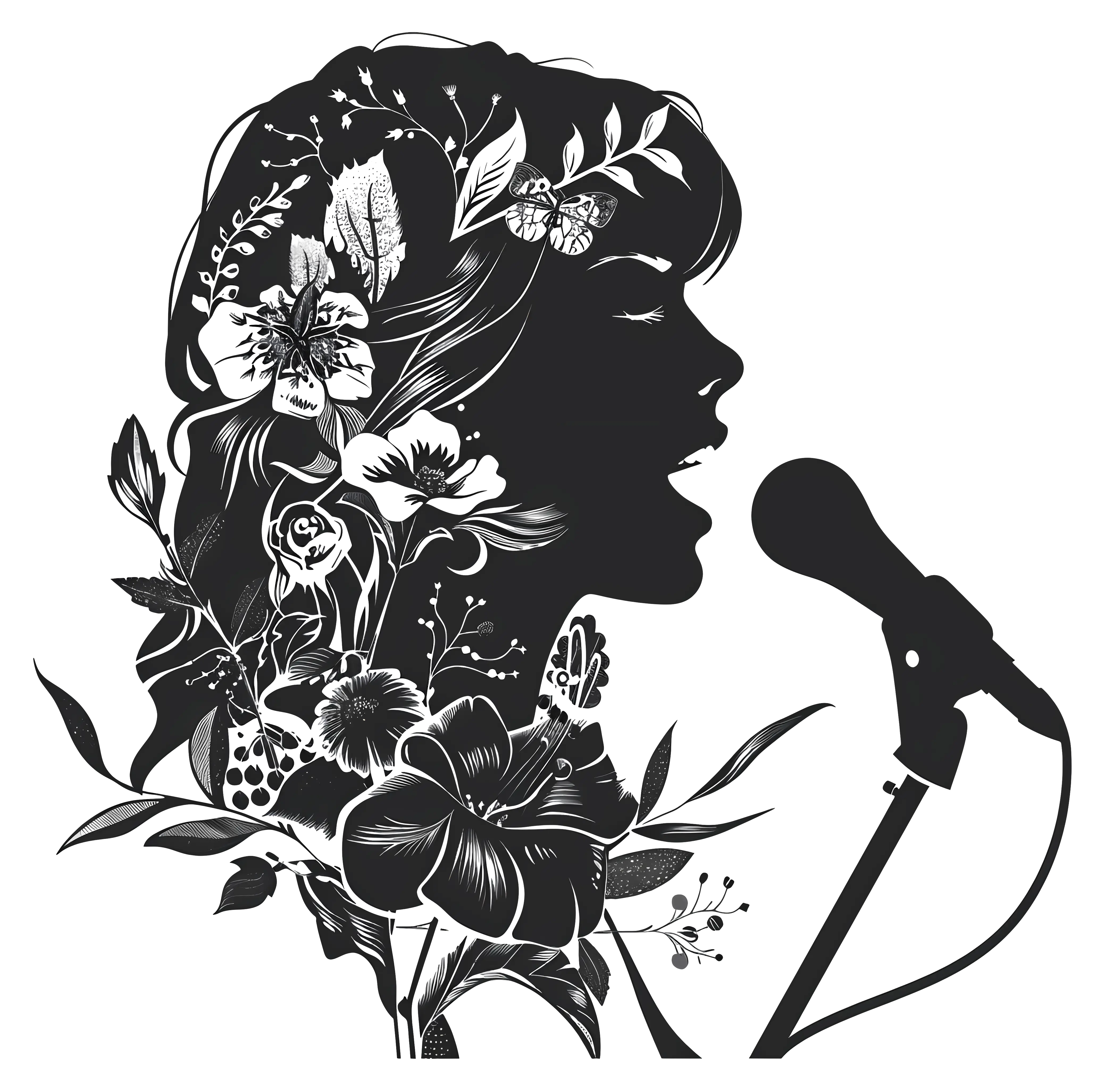Artistic Silhouette of Singing Woman