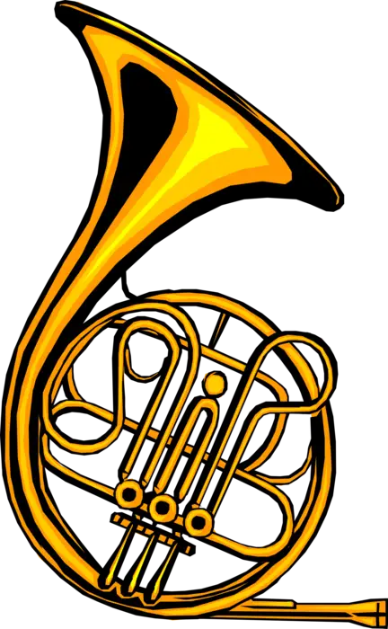 Golden French Horn Illustration