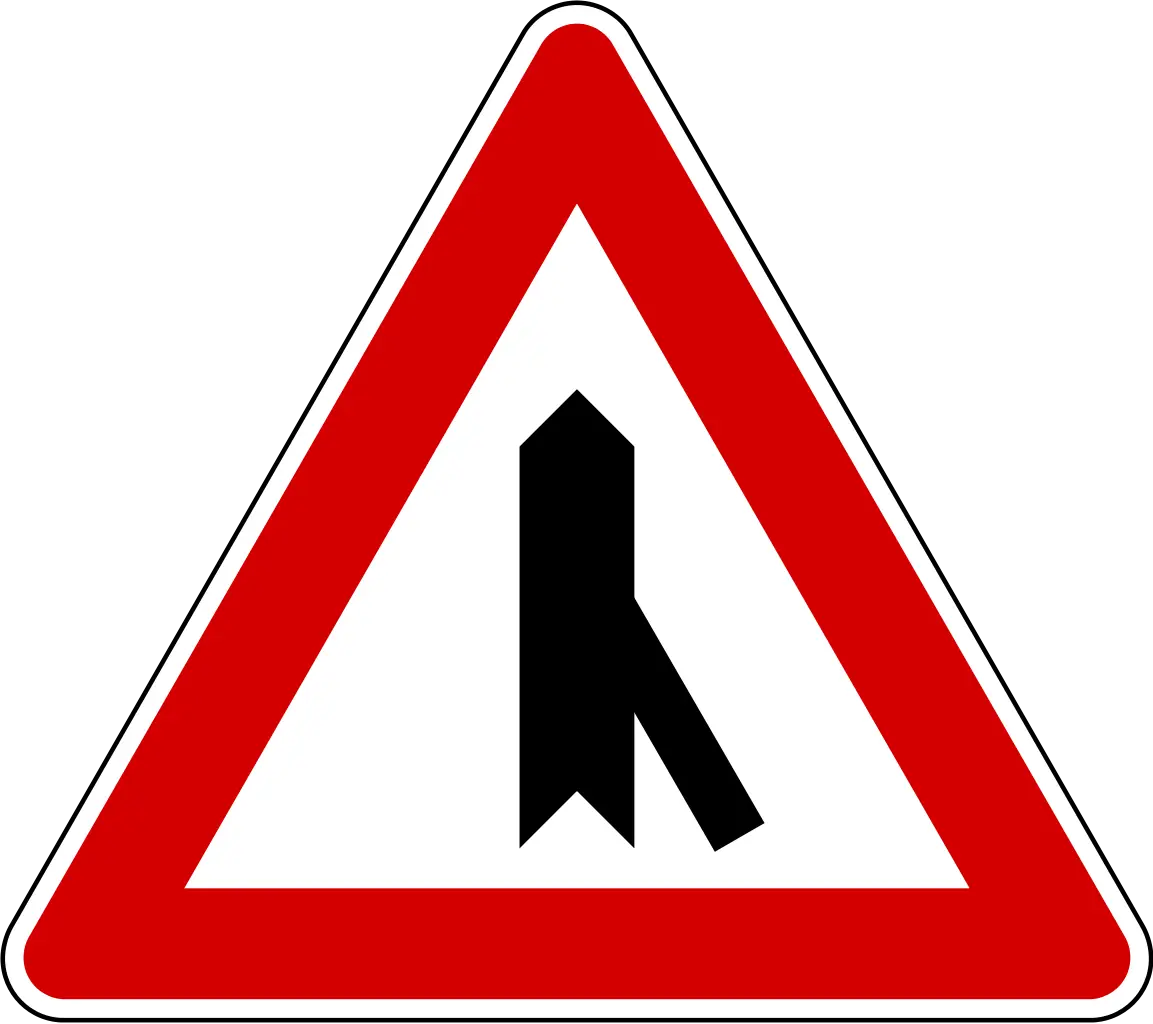 Road Merge Warning Traffic Sign