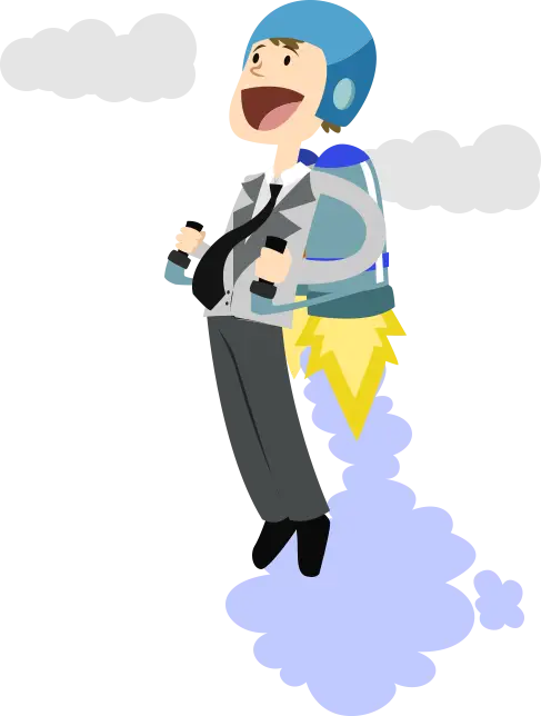 Cartoon Businessman with Jetpack