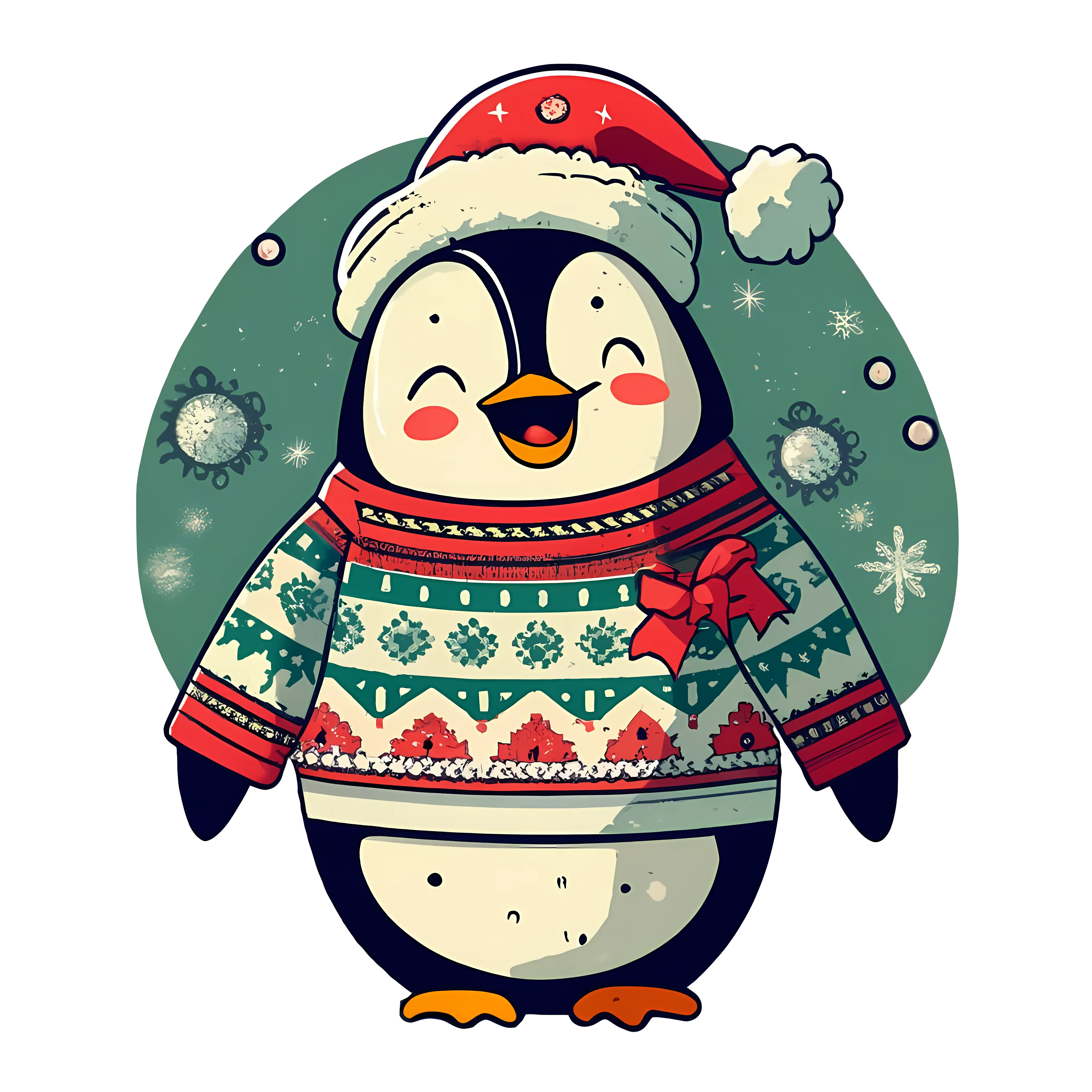 Festive Penguin in Christmas Sweater