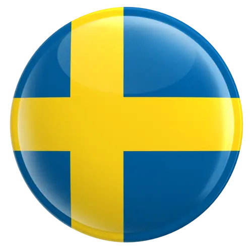 Round Swedish Flag Button