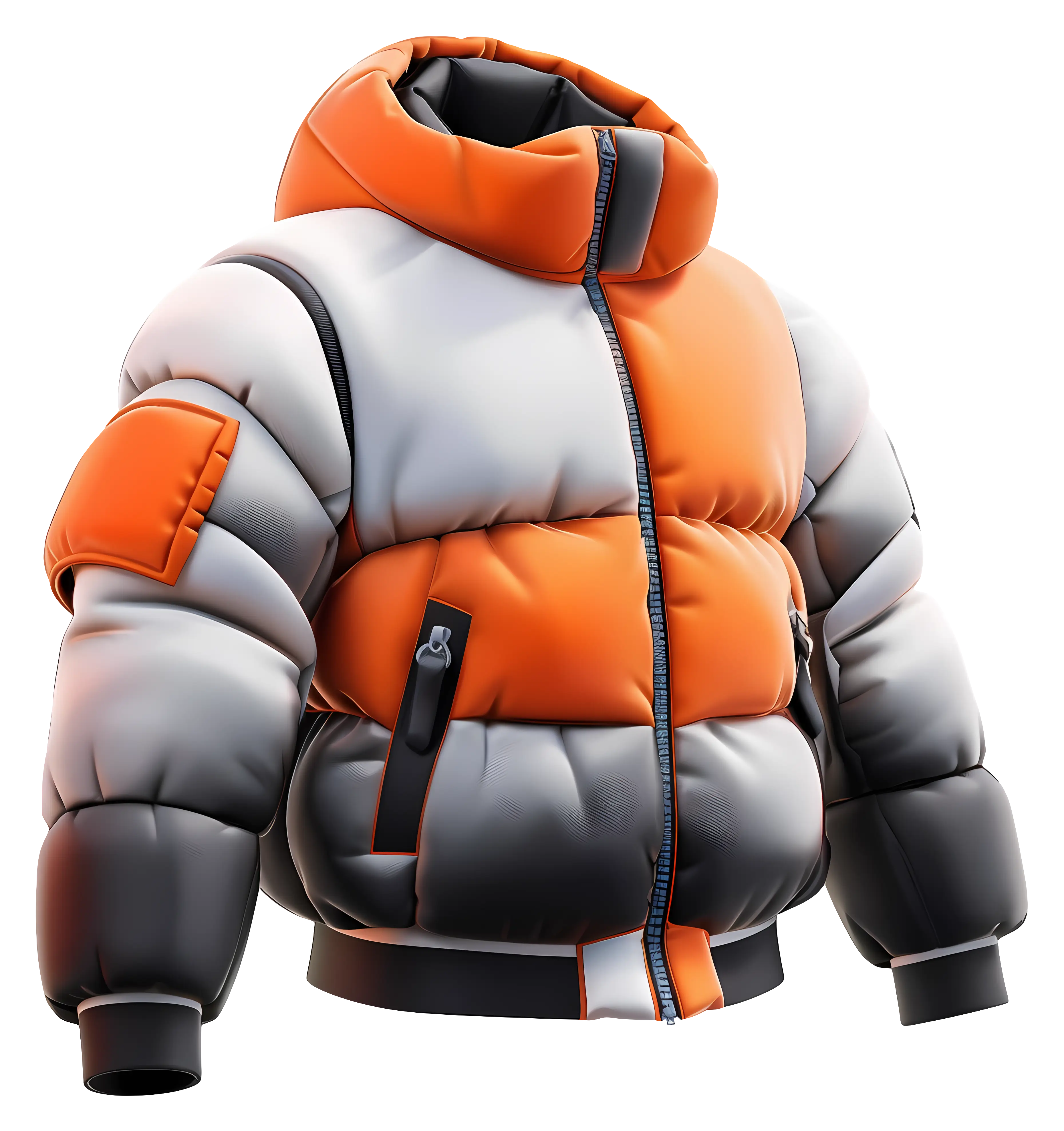 Orange and Gray Puffer Jacket