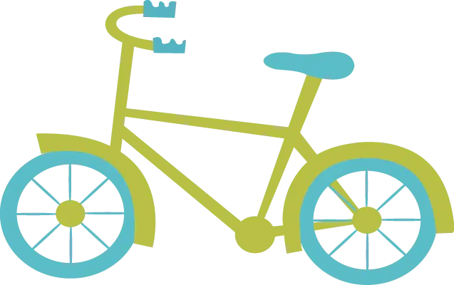 Cartoon Style Green and Blue Bicycle