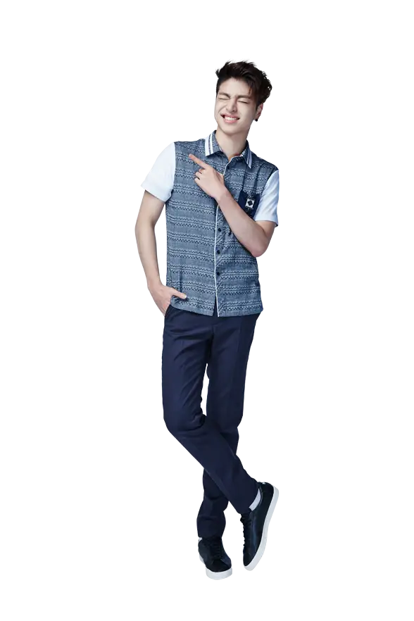Casual Young Man Pointing