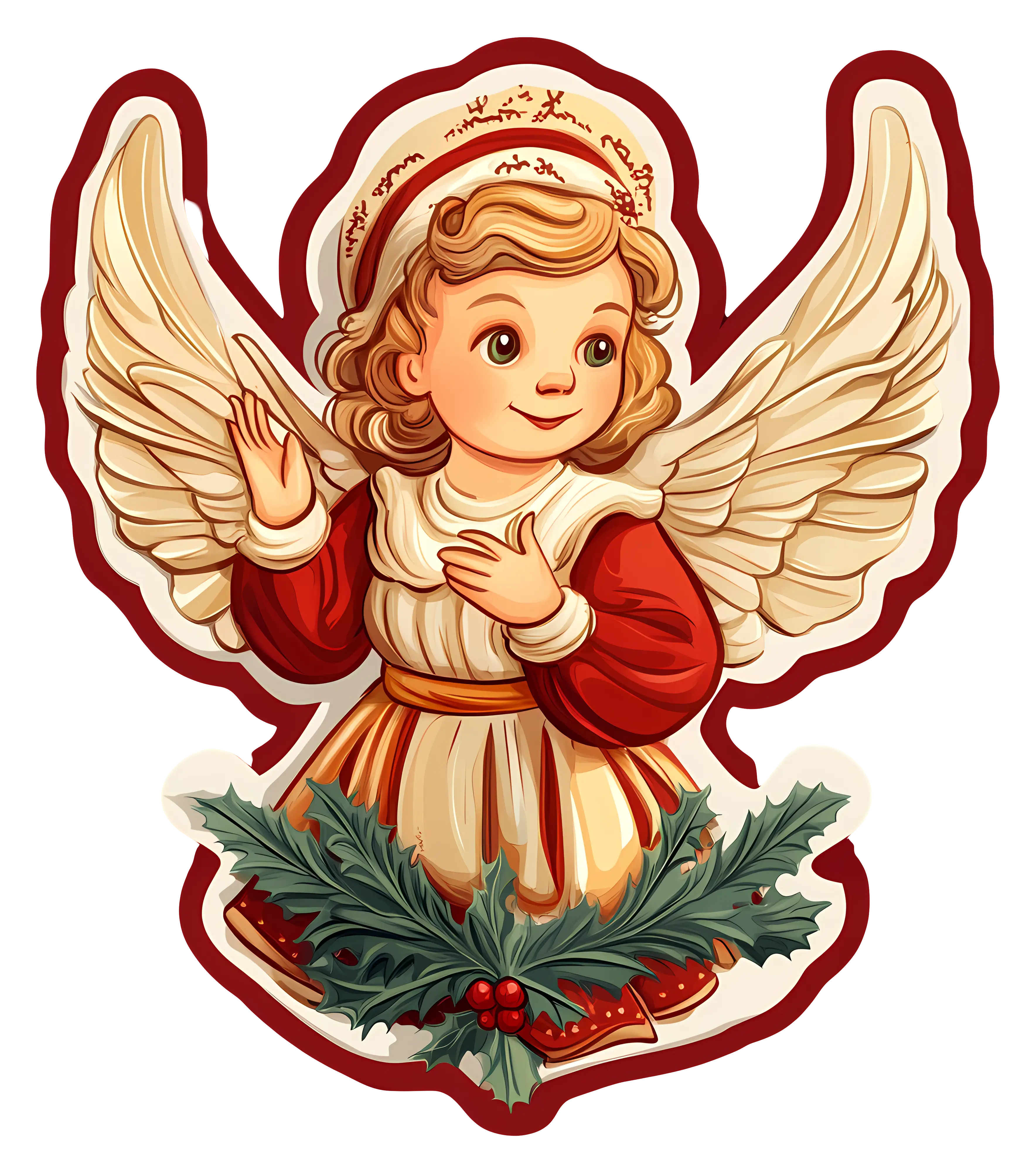 Festive Angel with Holly