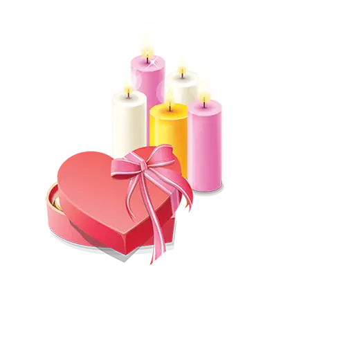 Heart-Shaped Gift Box with Romantic Candles