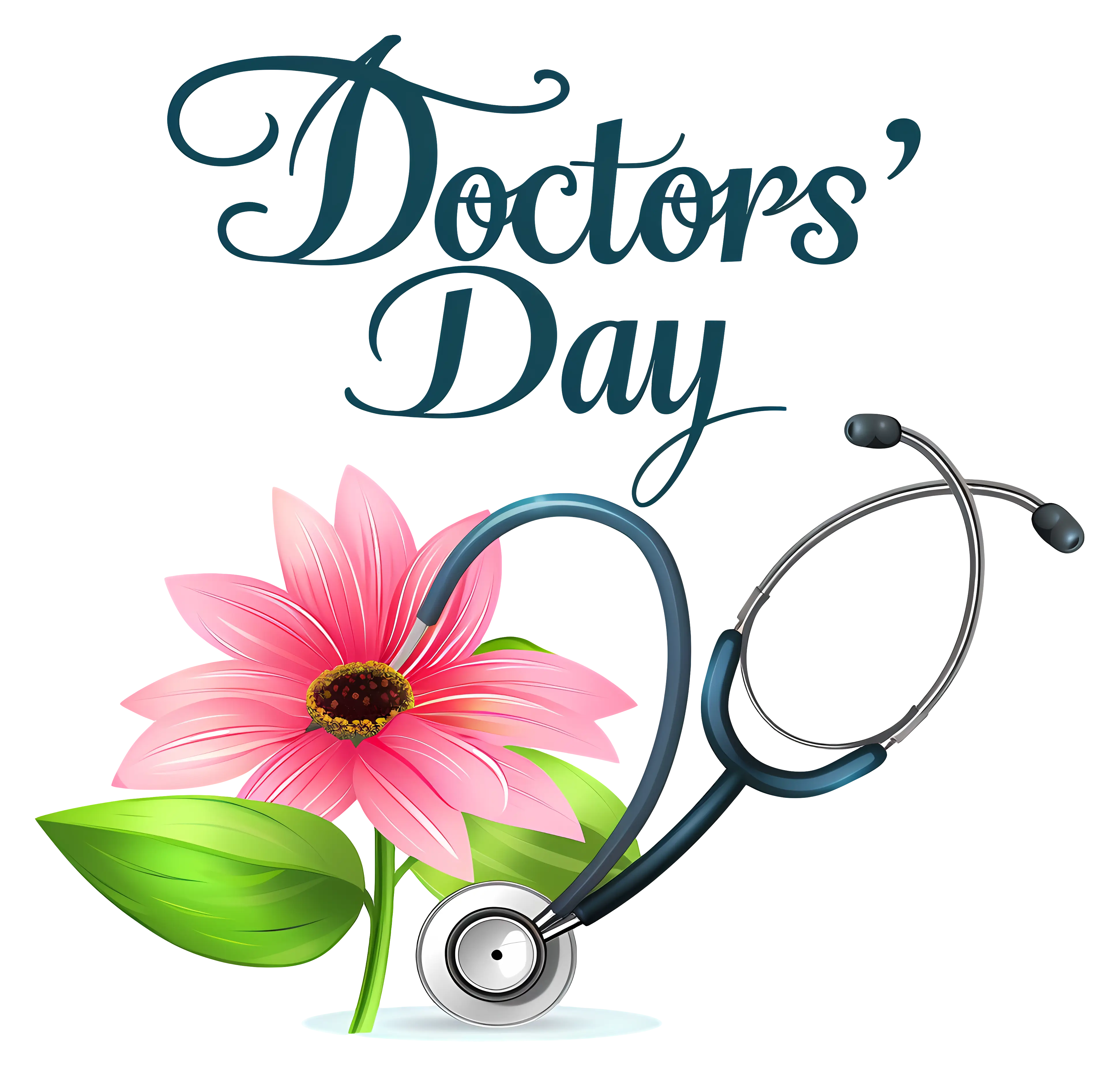 Doctor&#039;s Day Floral Illustration with Stethoscope