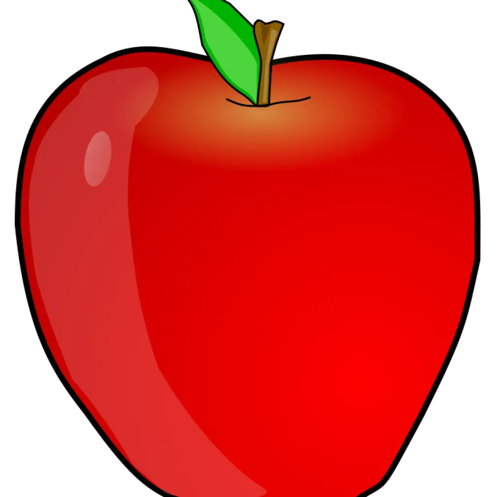 Illustrated Shiny Red Apple
