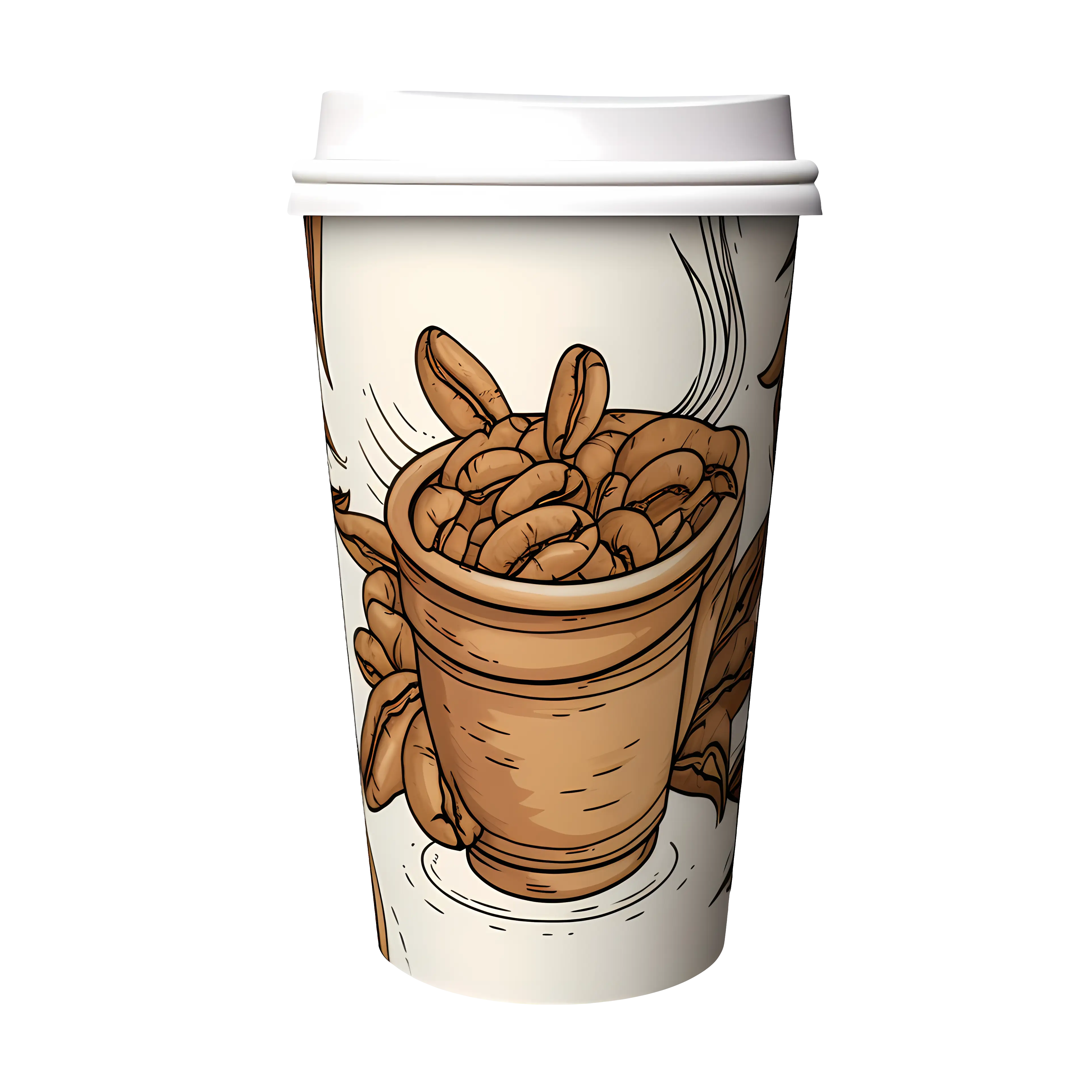 Coffee Cup with Artistic Beans Design