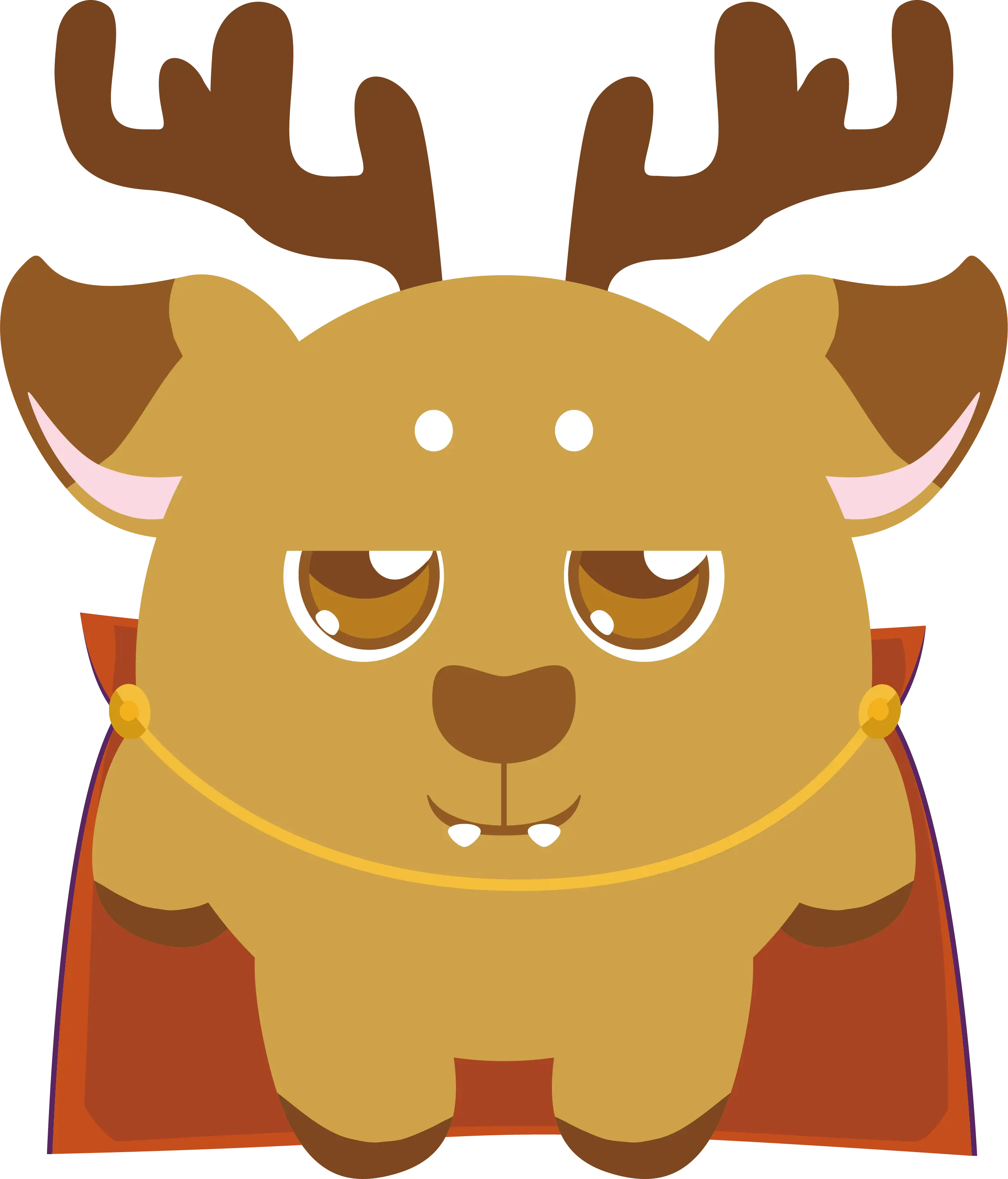 Cute Cartoon Reindeer with Antlers