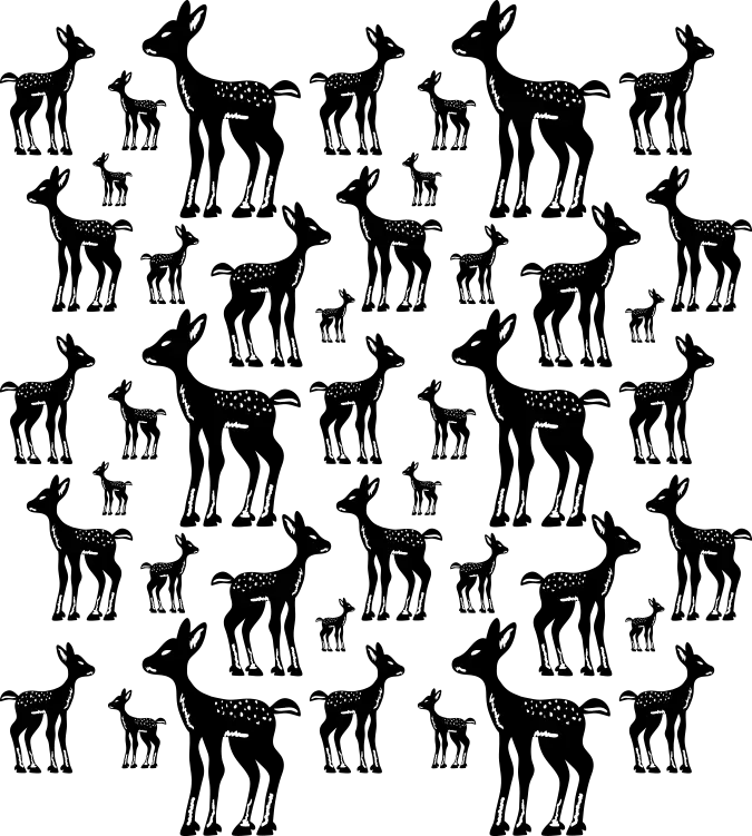 Pattern of Black Deer Silhouettes