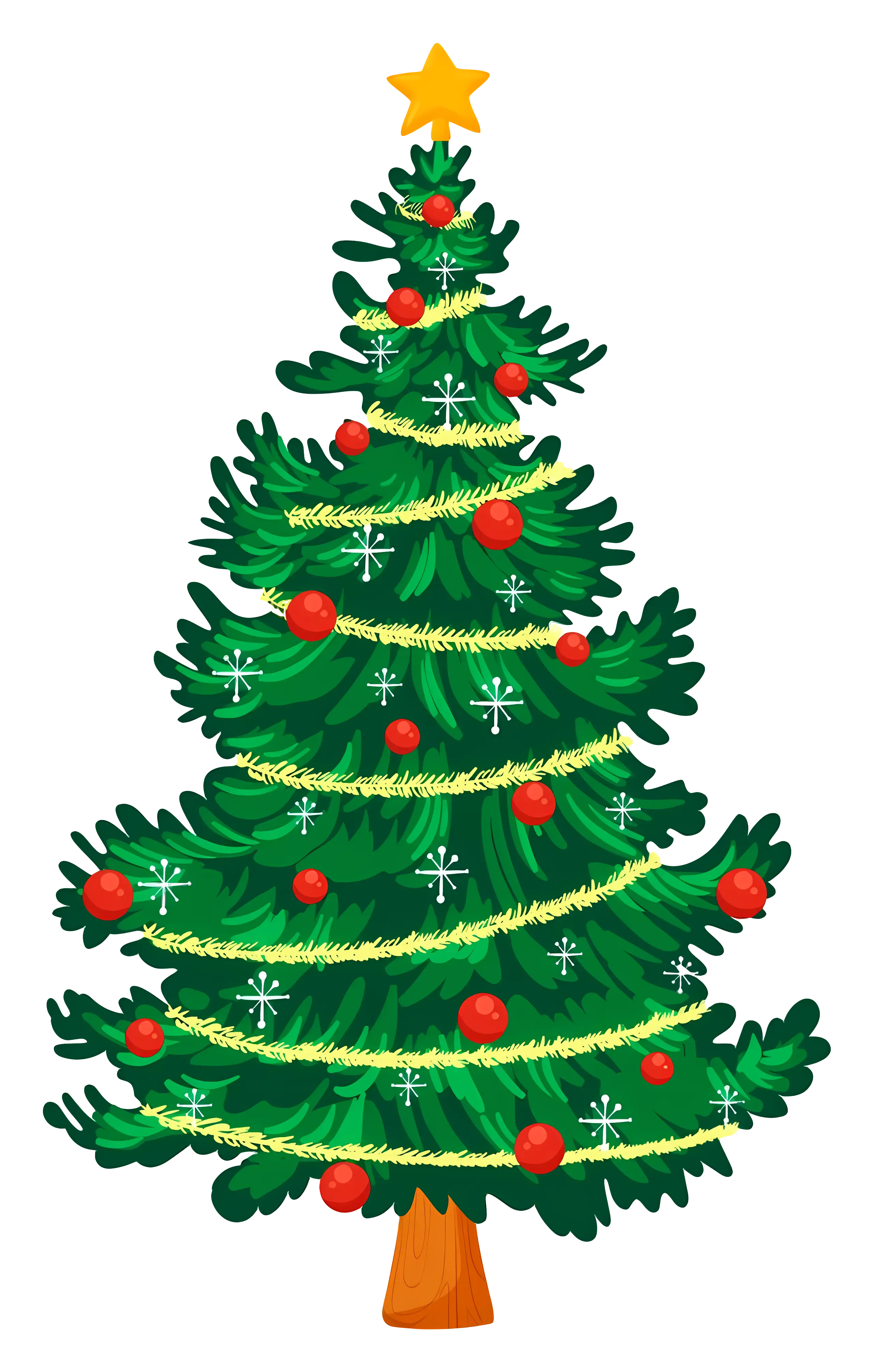Decorated Christmas Tree with Star and Ornaments