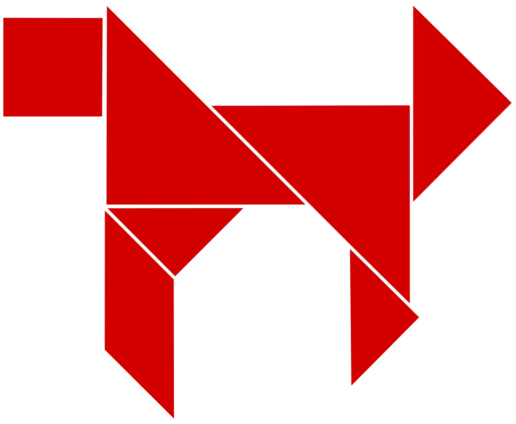 Geometric Red Tangram Dog Design