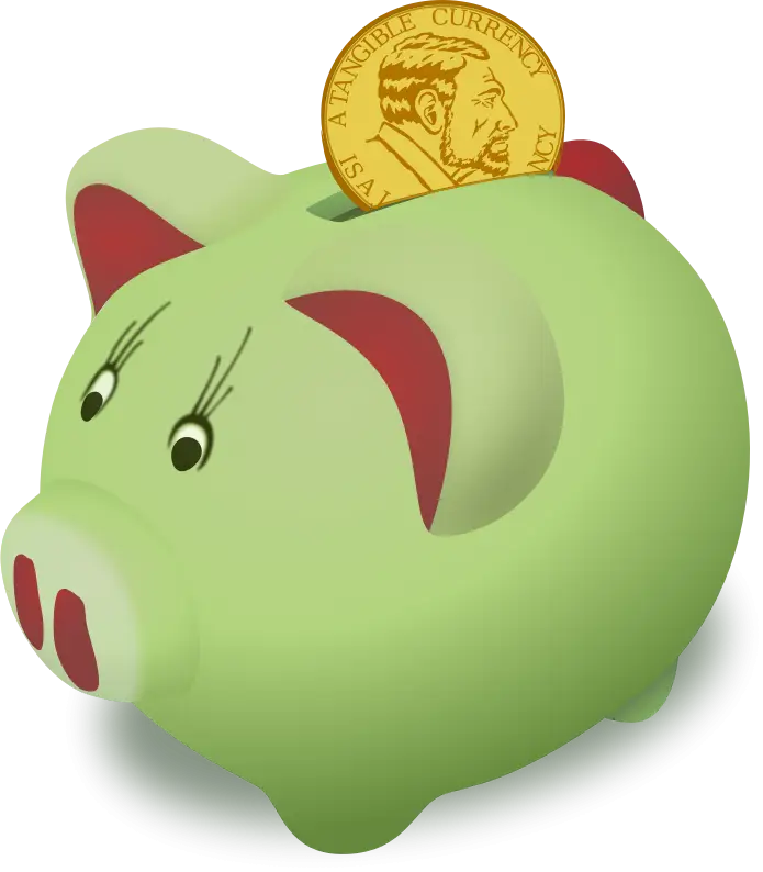Green Piggy Bank with Gold Coin Illustration