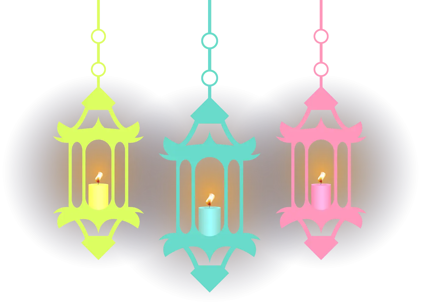 Colorful Hanging Lanterns with Candles