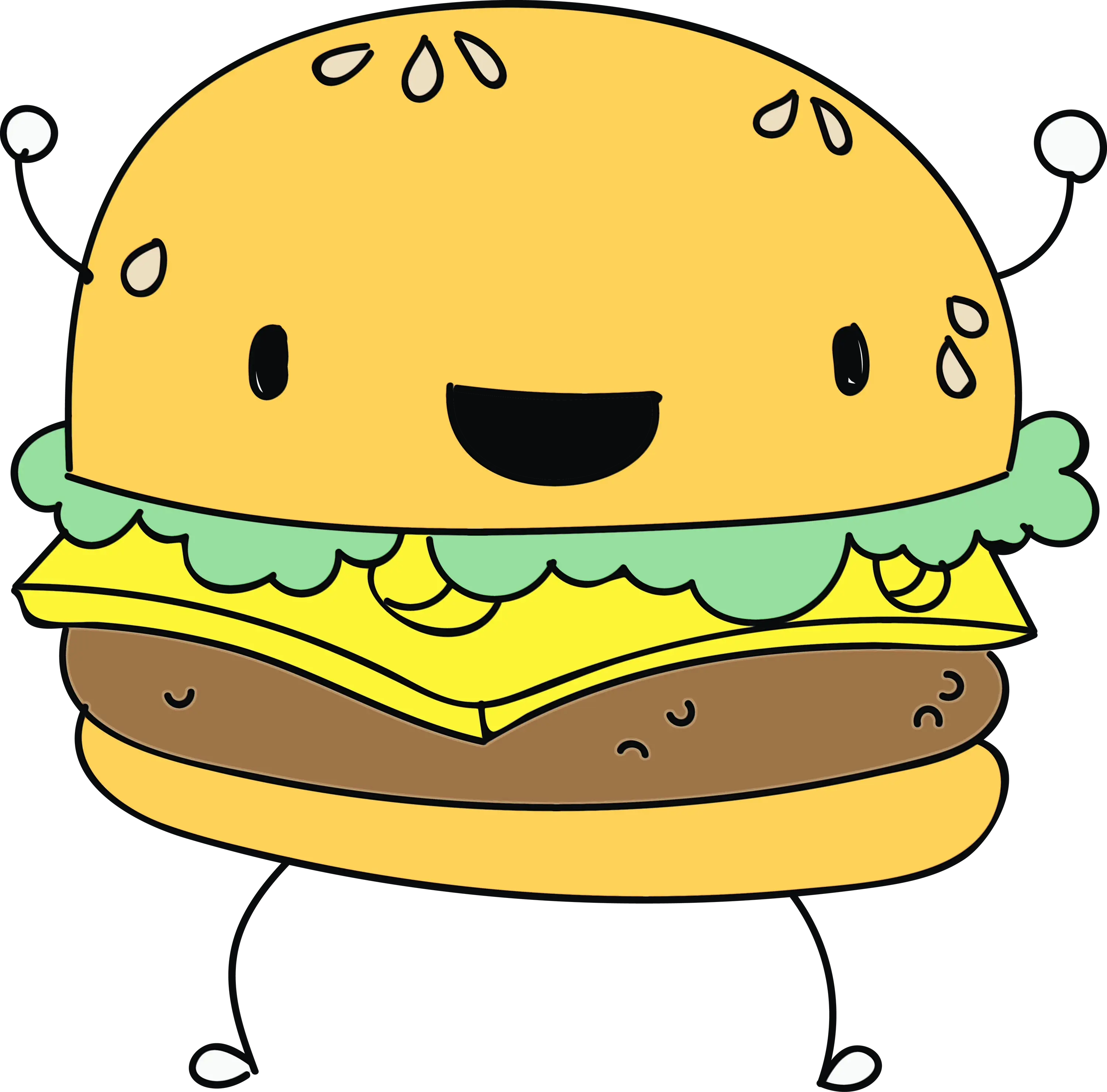 Happy Cartoon Cheeseburger Illustration