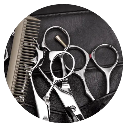 Hairdressing Tools on Leather
