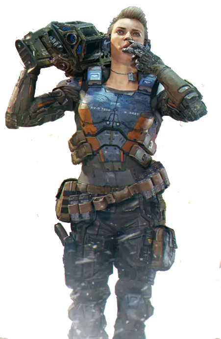Video Game Soldier with Armor and Weapon