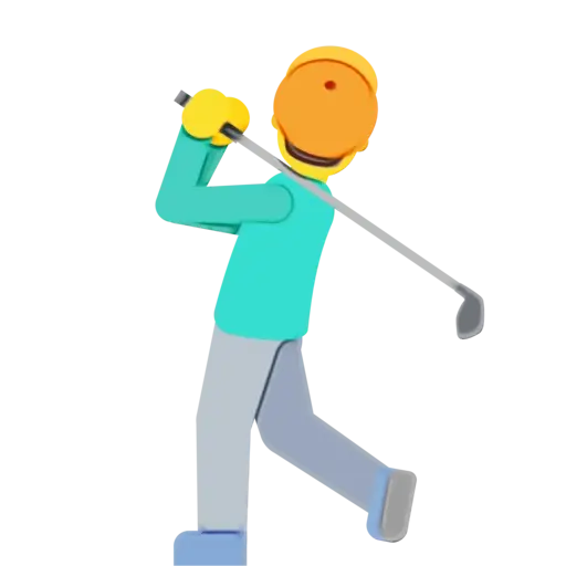 Golfer Swinging in Sporty Action Pose