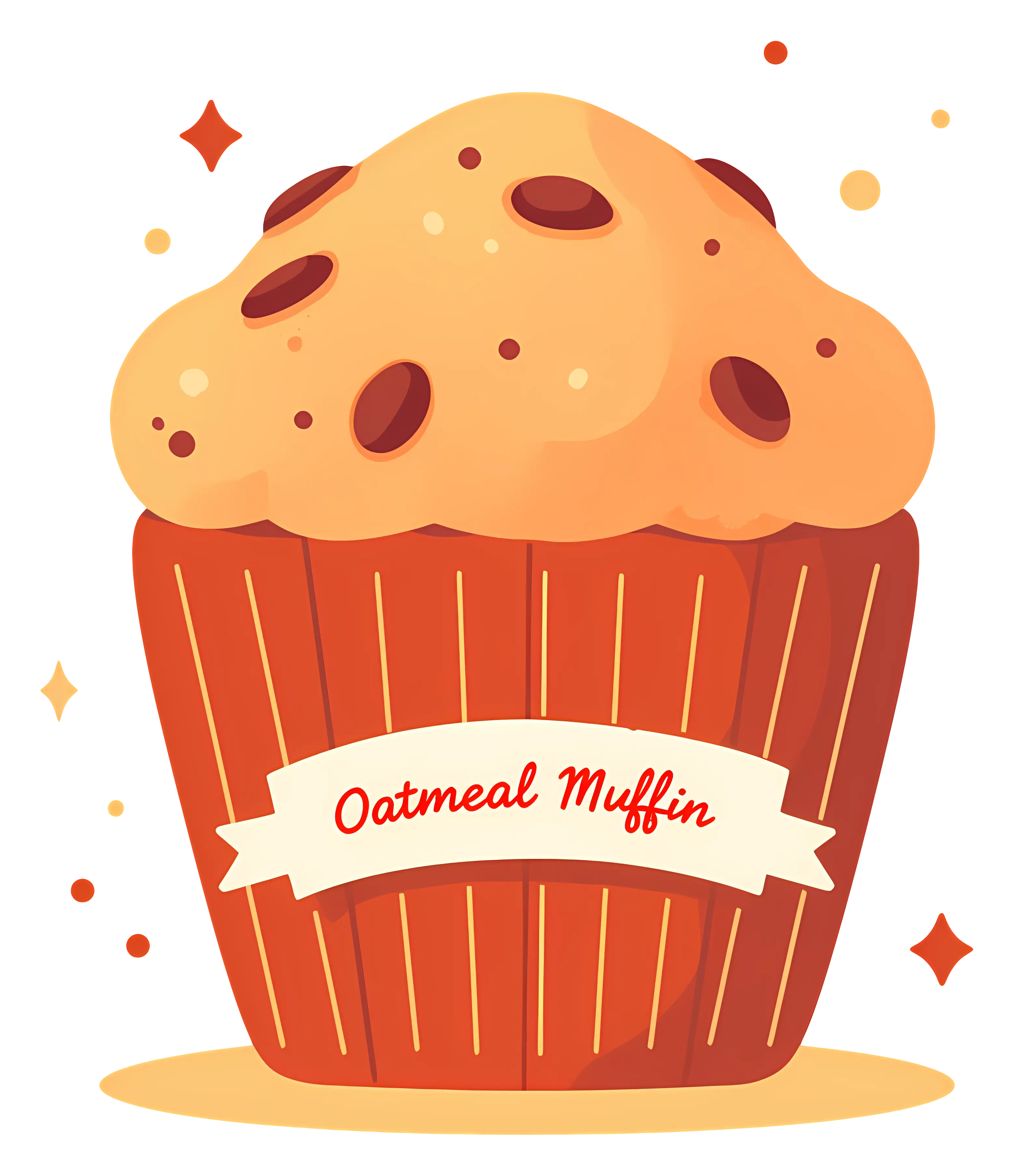 Oatmeal Muffin with Chocolate Chips Illustration