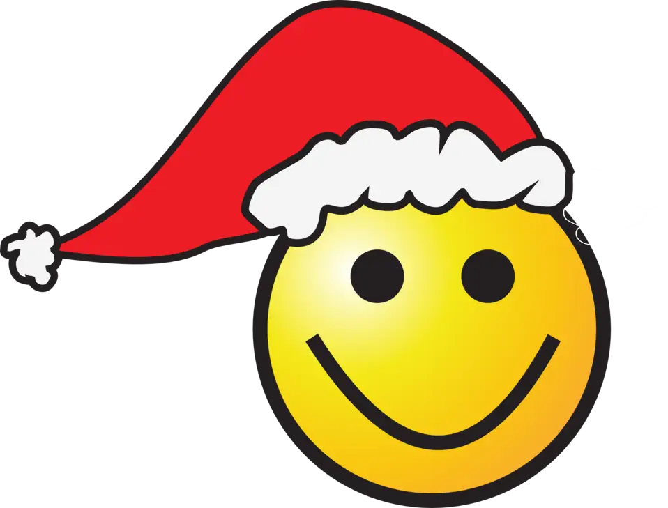 Christmas Smiley Face Wearing Santa Hat