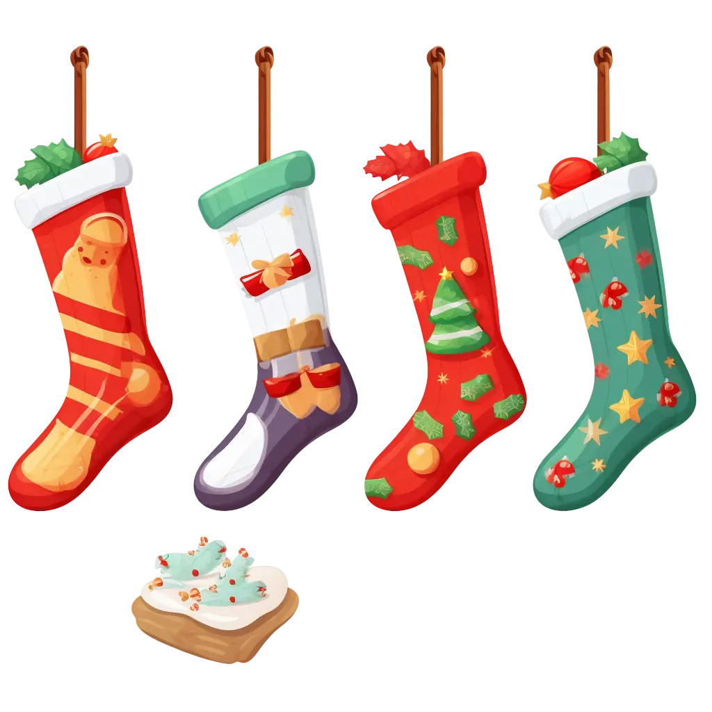 Colorful Christmas Stockings with Decorative Patterns