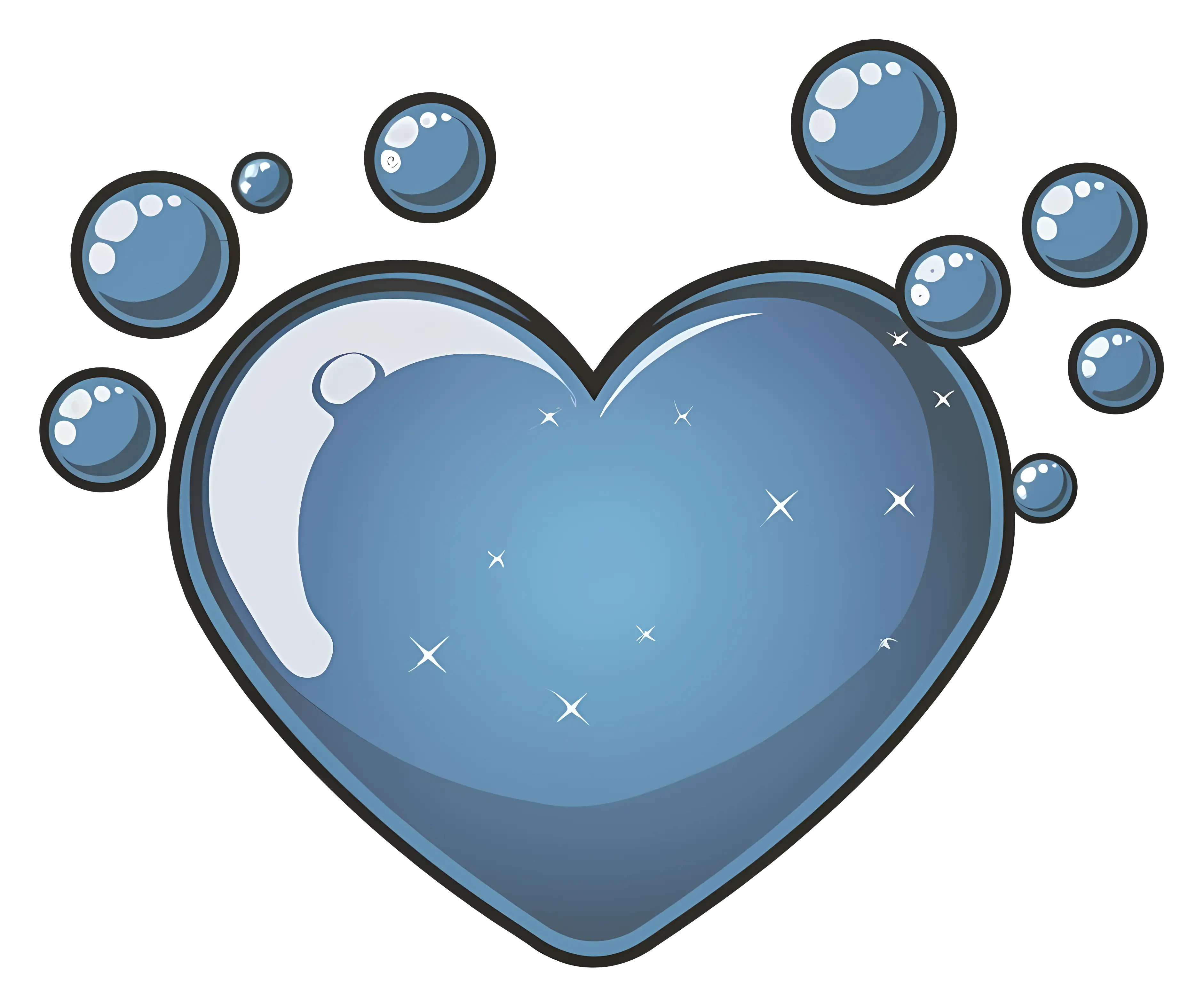 Blue Heart Illustration with Bubble Effect