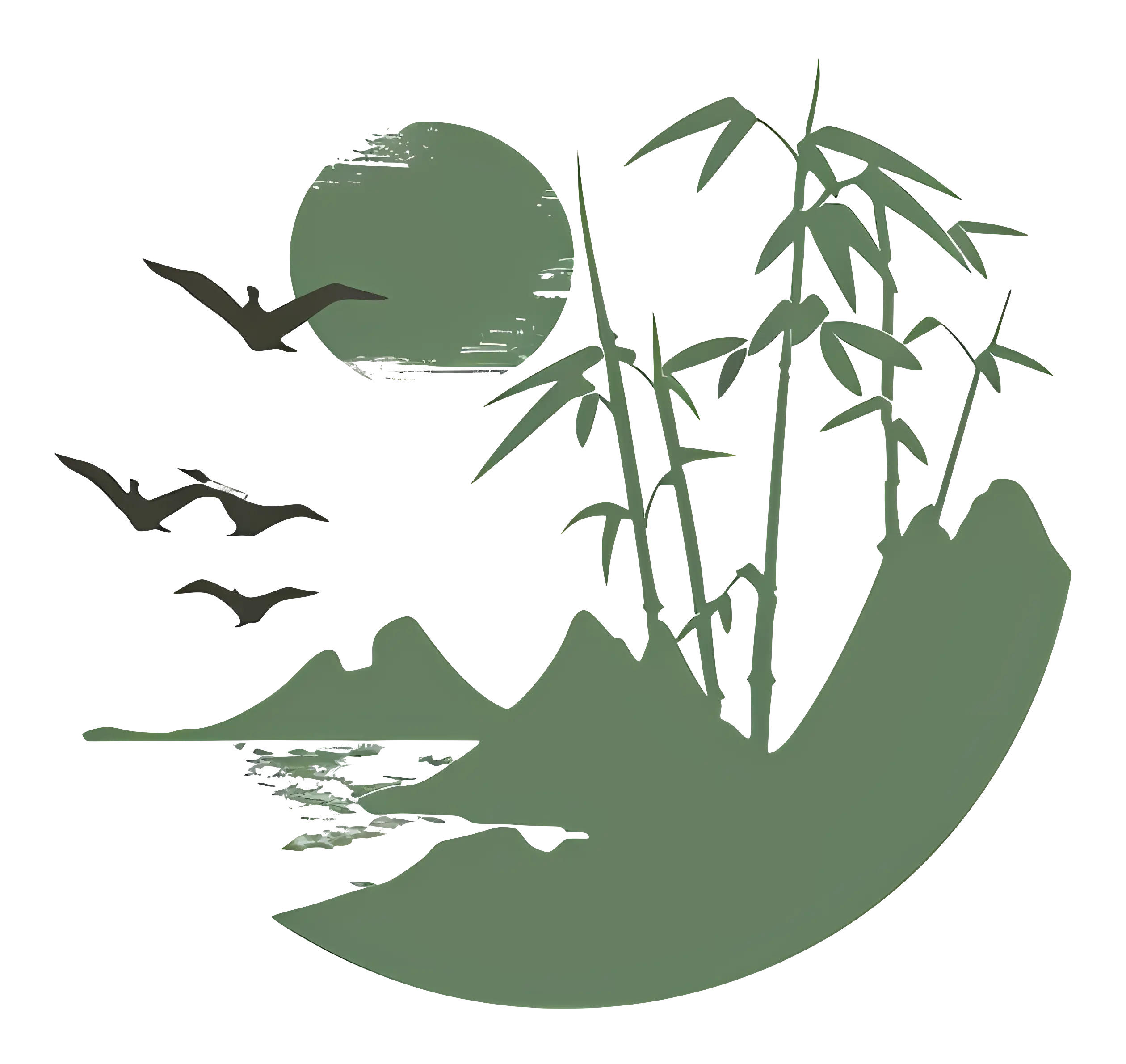 Serene Bamboo Landscape with Birds