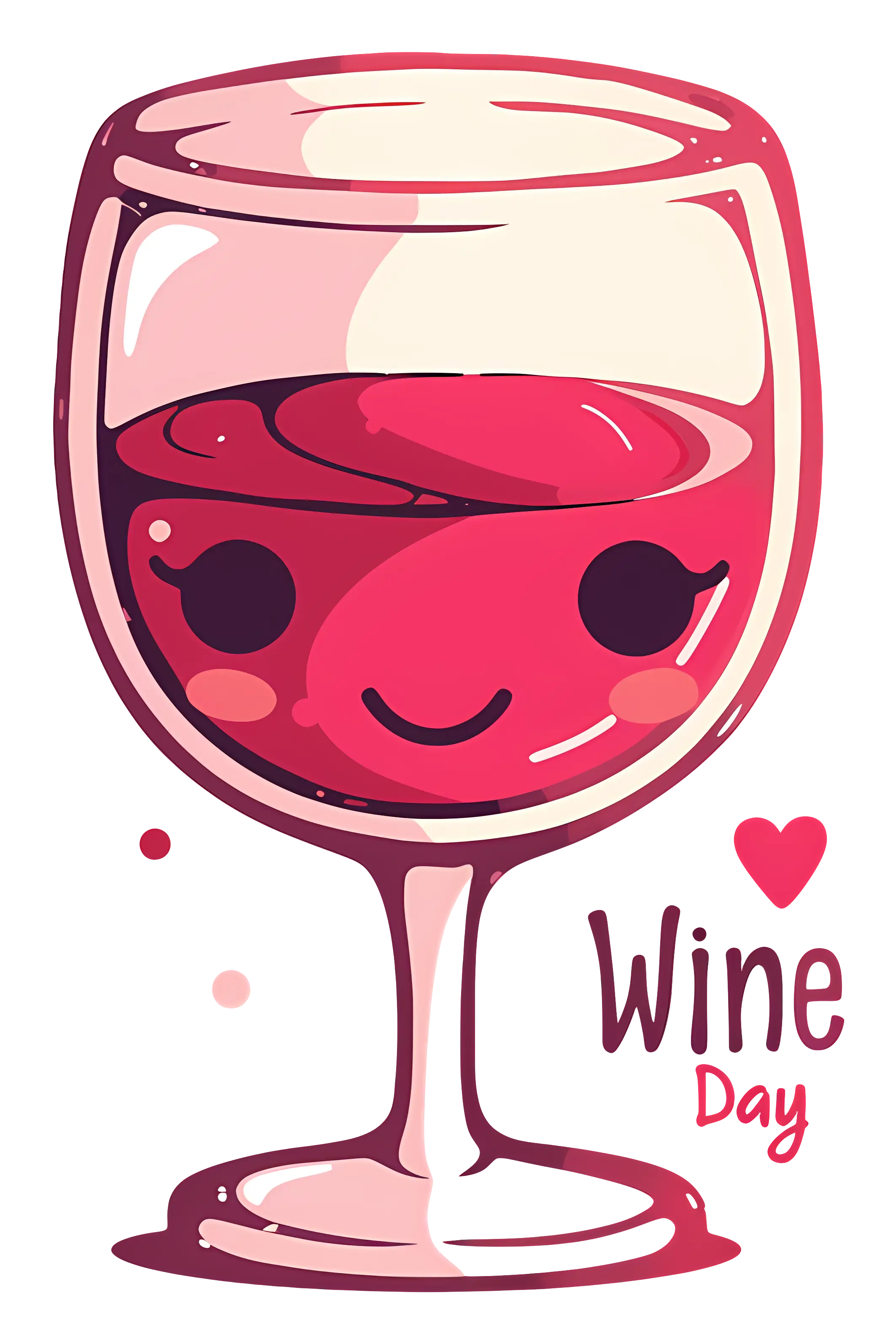 Cute Wine Glass with Face for Wine Day