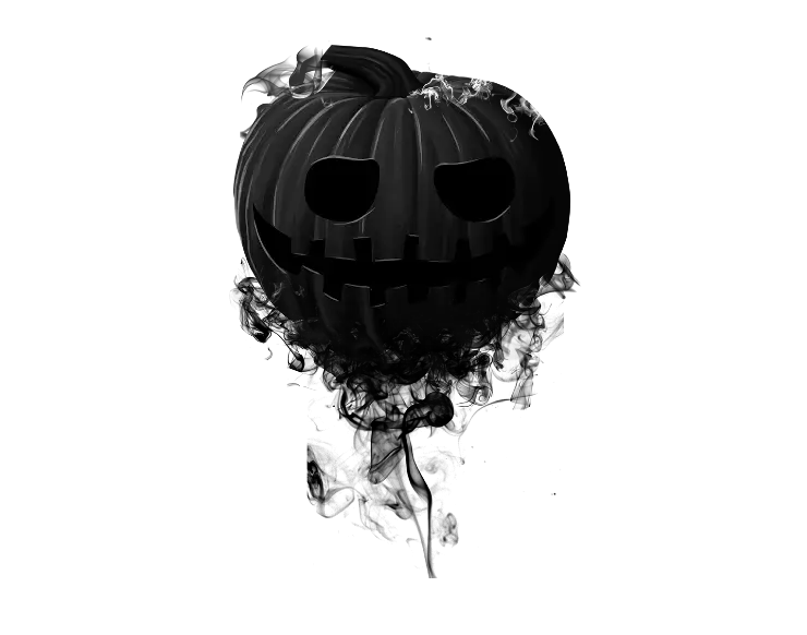 Spooky Black Pumpkin with Smoke