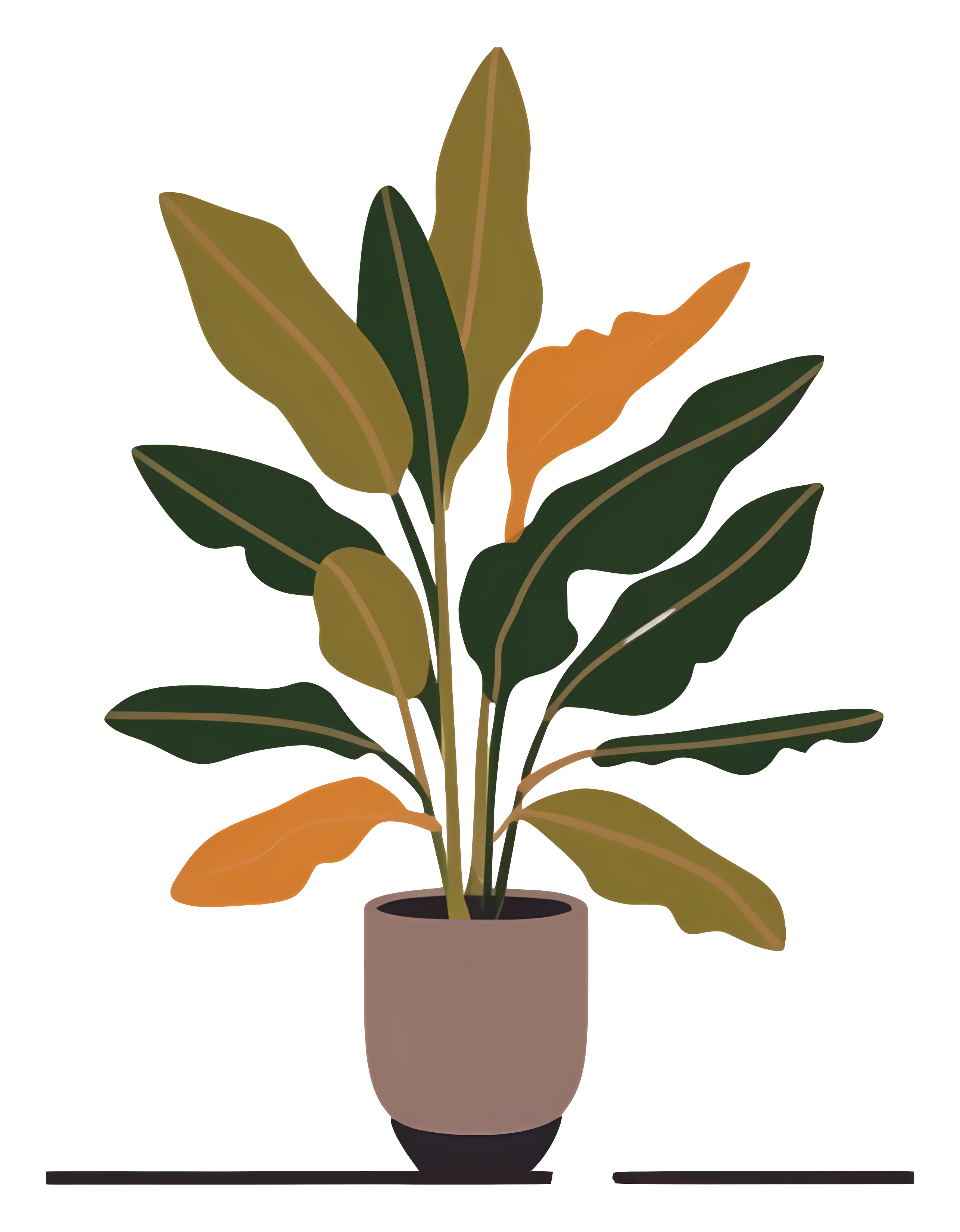 Potted Plant with Green Leaves Illustration