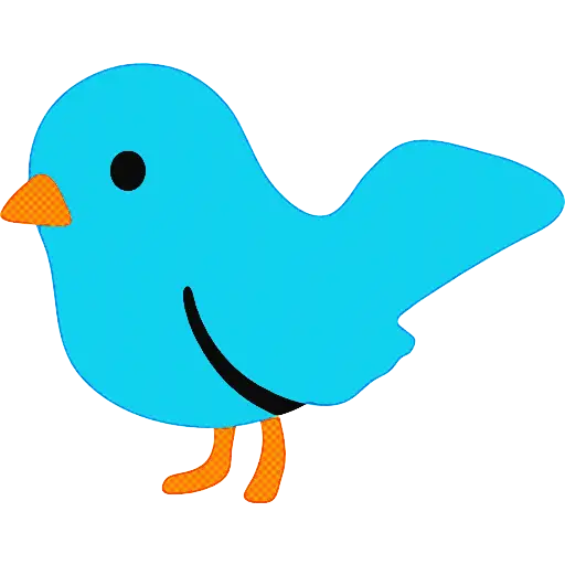Simple Blue Cartoon Bird with Orange Beak